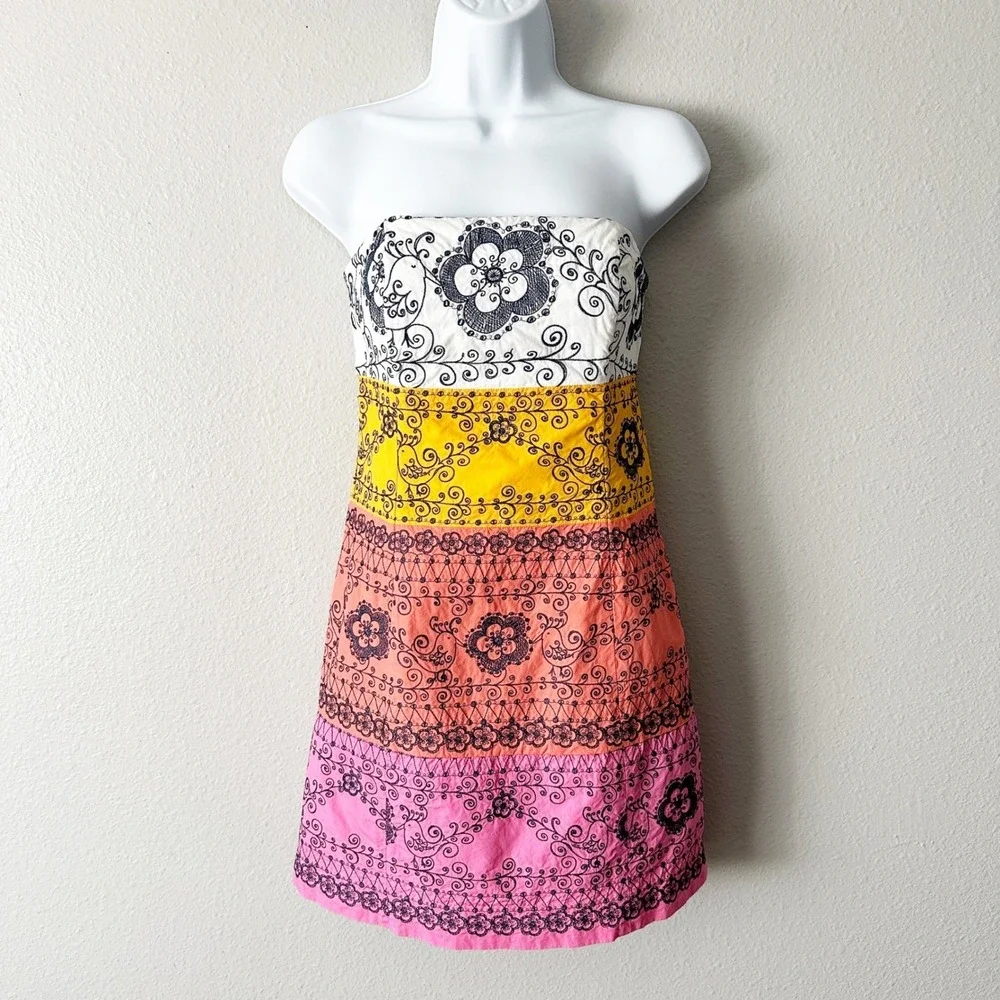 Lilly Pulitzer Bird is the Word Bandana Strapless Colorblock Mini Dress Size 6 - Picture 2 of 11